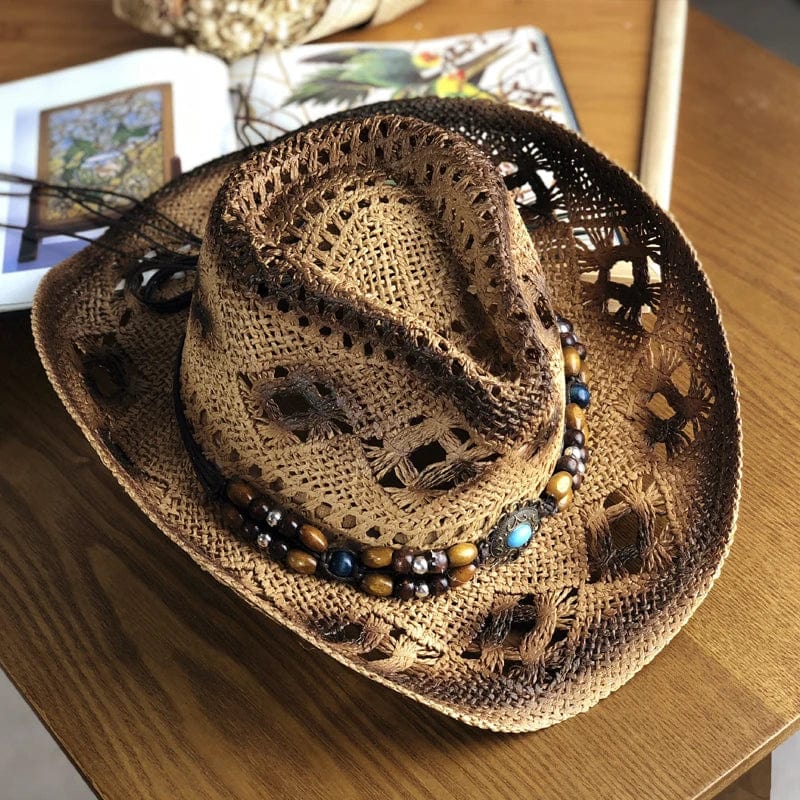 2021 Natural Straw Cowboy Hat Women Men Handmade Weave Cowboy Hats For Lady Tassel Summer Western Sombrero Hombre Lifeguard Hats - SHOWLU FASHION STORE