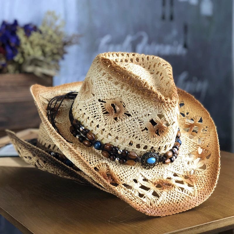 2021 Natural Straw Cowboy Hat Women Men Handmade Weave Cowboy Hats For Lady Tassel Summer Western Sombrero Hombre Lifeguard Hats - SHOWLU FASHION STORE