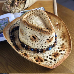 2021 Natural Straw Cowboy Hat Women Men Handmade Weave Cowboy Hats For Lady Tassel Summer Western Sombrero Hombre Lifeguard Hats - SHOWLU FASHION STORE