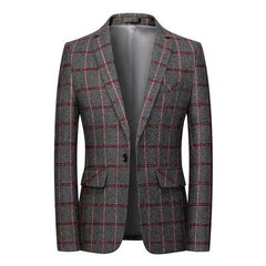 2021 New Fashion Spring and Autumn Casual Men plaid Blazer Cotton Slim England Suit Blaser Masculino Male Jacket Blazer S - 6XL - SHOWLU FASHION STORE