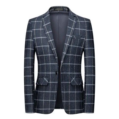 2021 New Fashion Spring and Autumn Casual Men plaid Blazer Cotton Slim England Suit Blaser Masculino Male Jacket Blazer S - 6XL - SHOWLU FASHION STORE