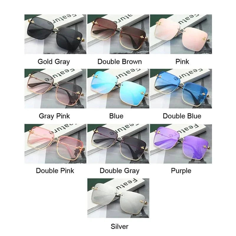 Square fashion sunglasses with mirror lenses, alloy frame, UV400 protection, stylish unisex design for women and men.