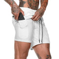 Men's 2-in-1 running shorts by Showlu Fashion with double-deck design, perfect for gym, jogging, and summer fitness activities.