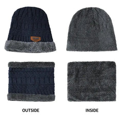 2022 Winter Men Women Thick Beanie Hat Knitted Hat Winter Cap Beanie Female Wool Neck Scarf Cap Balaclava Mask Bonnet Hats Set - SHOWLU FASHION STORE