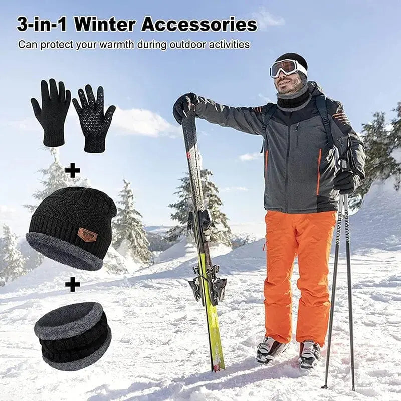 Showlu unisex winter beanie hat and scarf set with thick knitted cotton mask, ideal for cold weather, featuring a wool neck scarf and balaclava.