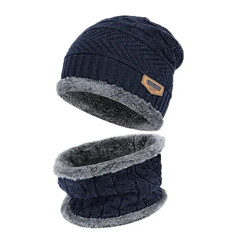 Showlu unisex winter beanie hat and knitted scarf set with thick cotton mask, ideal for cold weather and winter warmth.