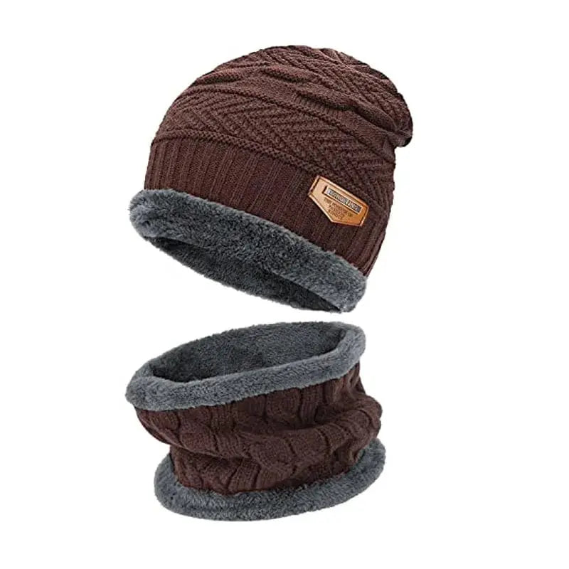 Showlu unisex winter beanie hat and scarf set with thick knitted cotton mask, ideal for cold weather for men and women.