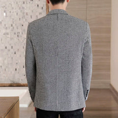 2022 Brand Men Blazer Personality Wild Men's Suit Jacket High Quality Fashion Plaid Print Slim Fit Warm Blazer Coat Male S - 3XL - SHOWLU FASHION STORE