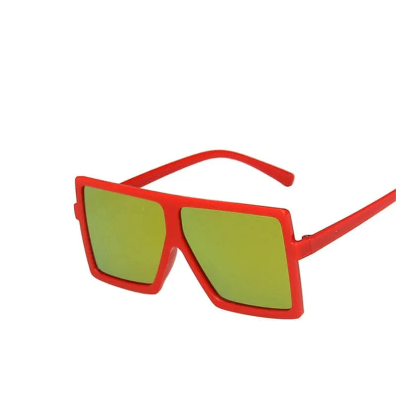 Heevoo Kids Square Sunglasses with UV400 mirror lenses, stylish eyewear for boys and girls, showing colorful frames for children.