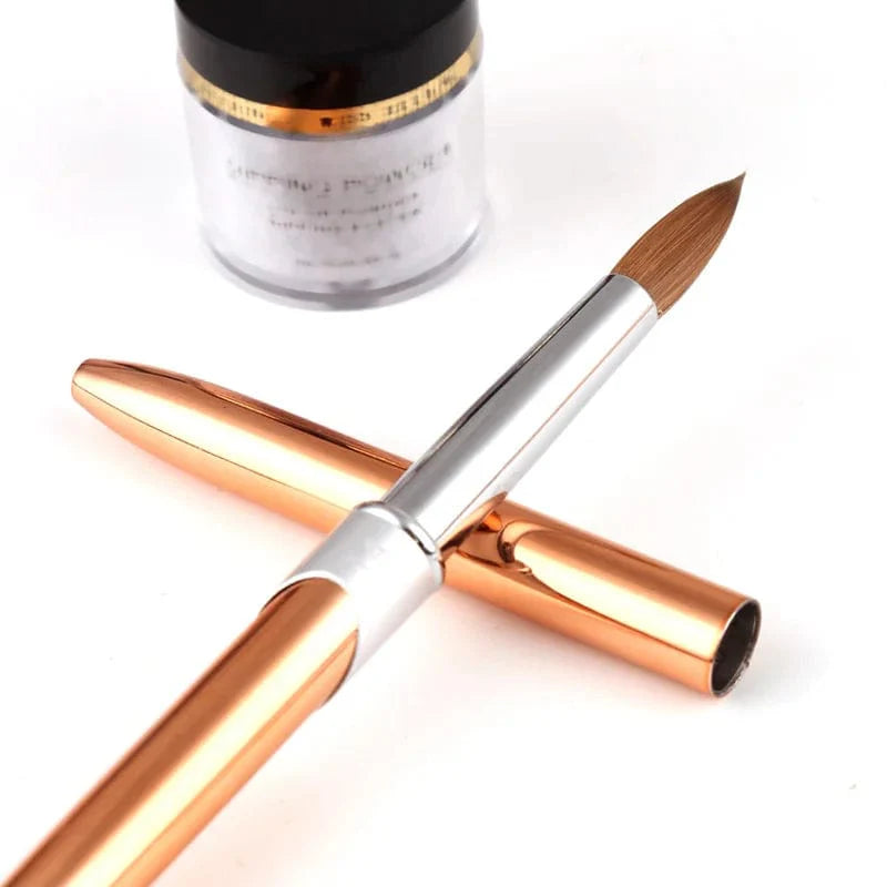 SeeJoy Kolinsky acrylic nail brush with aluminum handle, crimped round tip, suitable for professional nail art and acrylic application.
