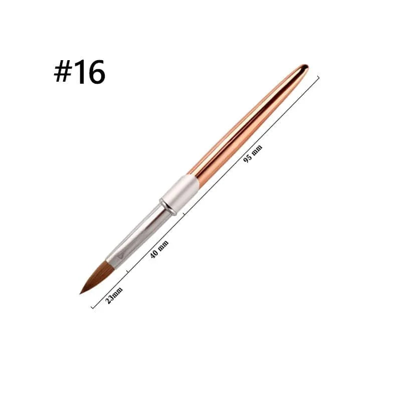 SeeJoy 100% Pure Kolinsky acrylic nail brush with aluminum handle and crimped round tip, ideal for professional nail art.