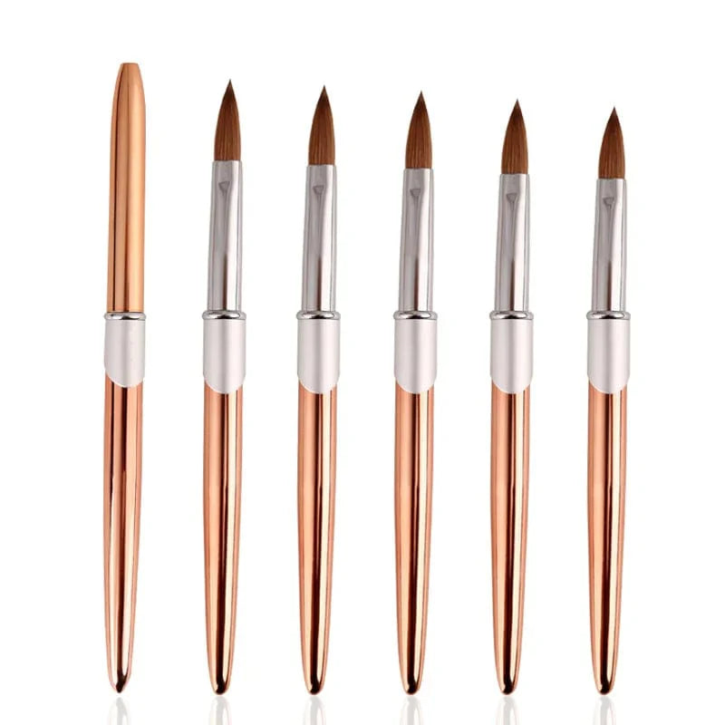 SeeJoy 100% Pure Kolinsky acrylic nail brush with aluminum handle, crimped round design, ideal for precise nail art and acrylic application