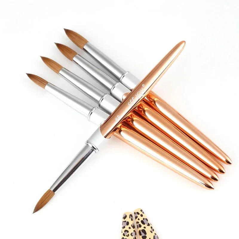 SeeJoy 100% Pure Kolinsky acrylic nail brush with aluminum handle, crimped round tip, ideal for professional nail art and acrylic application.