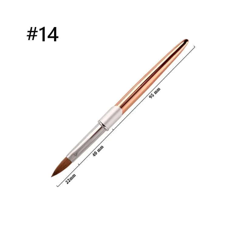 SeeJoy 100% pure Kolinsky acrylic nail brush with aluminum handle, crimped round tip, ideal for professional nail art and design.