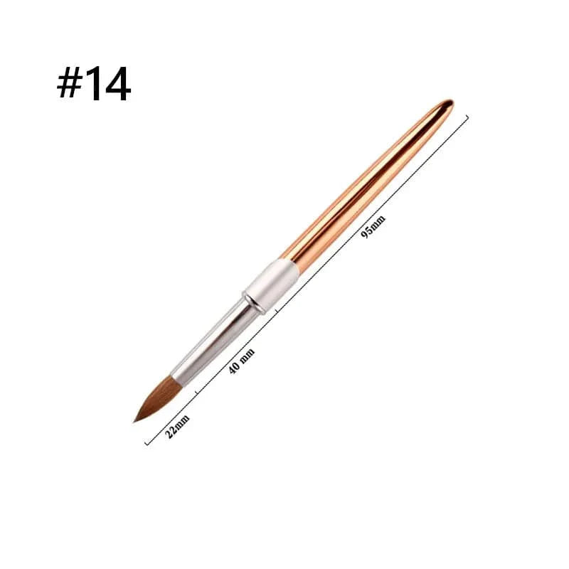SeeJoy 100% Pure Kolinsky acrylic nail brush with aluminum handle, crimped round tip for precise nail art and acrylic application.