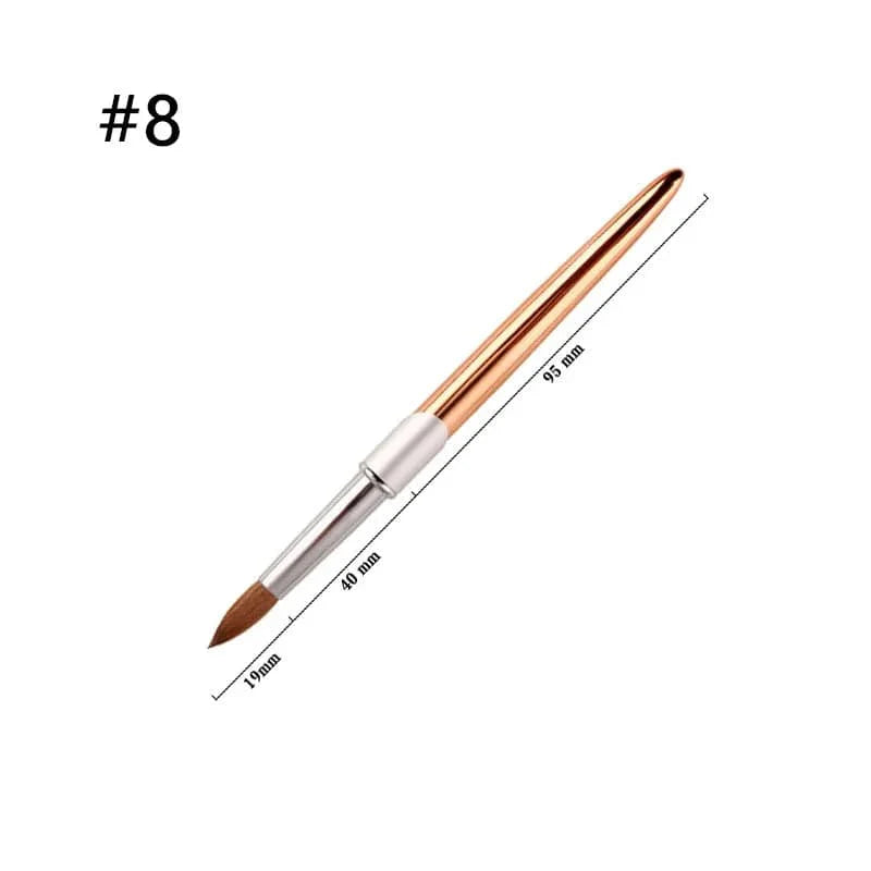 SeeJoy 100% Pure Kolinsky acrylic nail brush with aluminum handle, crimped round shape for professional nail art and acrylic application.