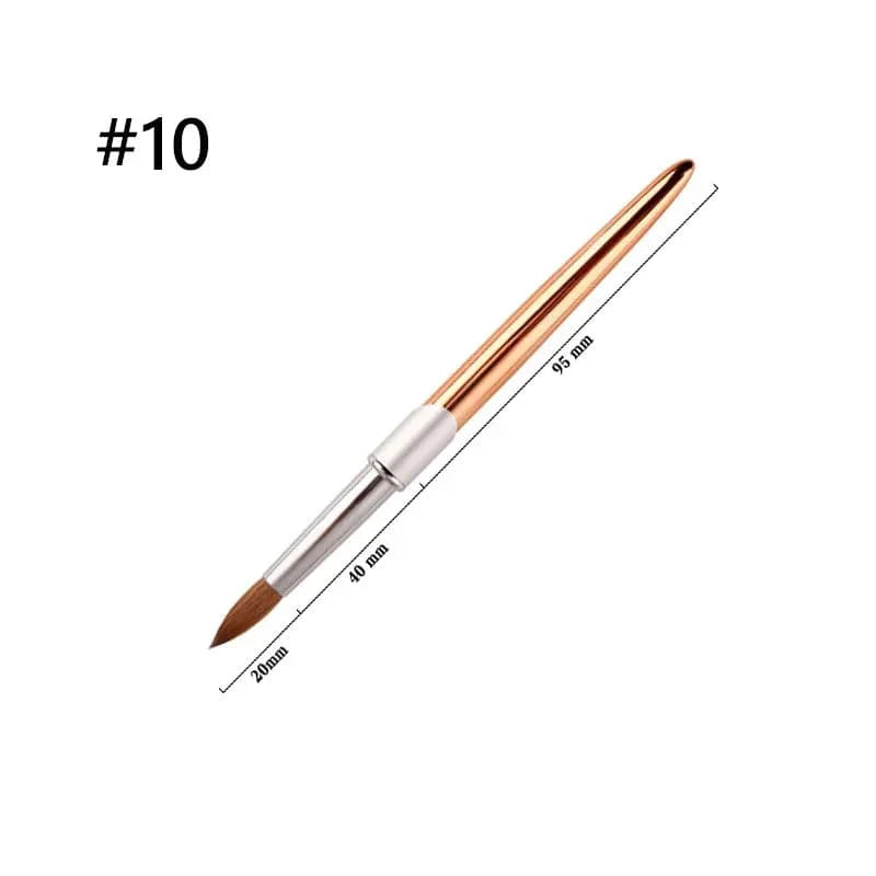 SeeJoy 100% Pure Kolinsky acrylic nail brush with aluminum handle, crimped round tip, ideal for professional nail art and application.