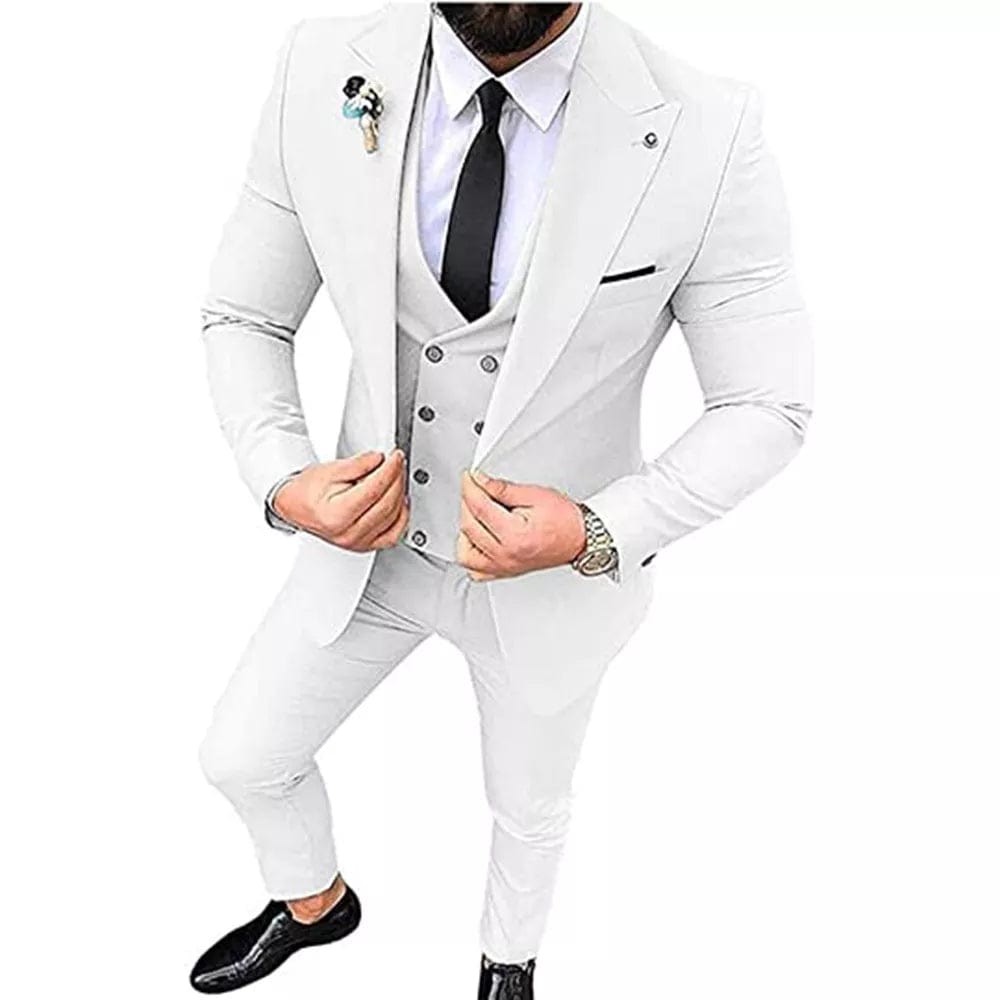 2022 Men Suits for Wedding Party Business And Casual Suit Peak Lapel 3 Piece （Blazer + Vest + Pants）Slim Fit Costume Homme - SHOWLU FASHION STORE