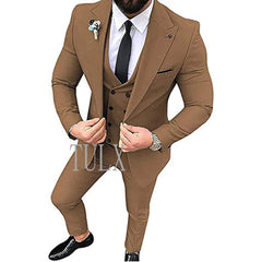 2022 Men Suits for Wedding Party Business And Casual Suit Peak Lapel 3 Piece （Blazer + Vest + Pants）Slim Fit Costume Homme - SHOWLU FASHION STORE