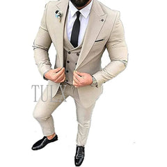 2022 Men Suits for Wedding Party Business And Casual Suit Peak Lapel 3 Piece （Blazer + Vest + Pants）Slim Fit Costume Homme - SHOWLU FASHION STORE