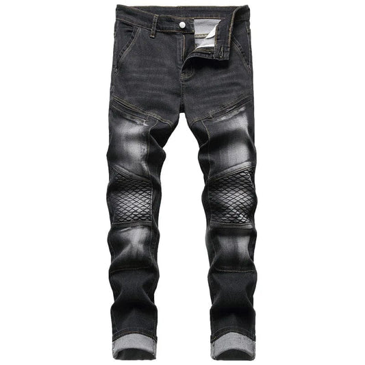 2022 Mens Casual Biker Jeans Wrinkle Slim Stretch Men Autumn Winter Jeans Denim Pants Pantalon Hombre Male Denim Trousers - SHOWLU FASHION STORE