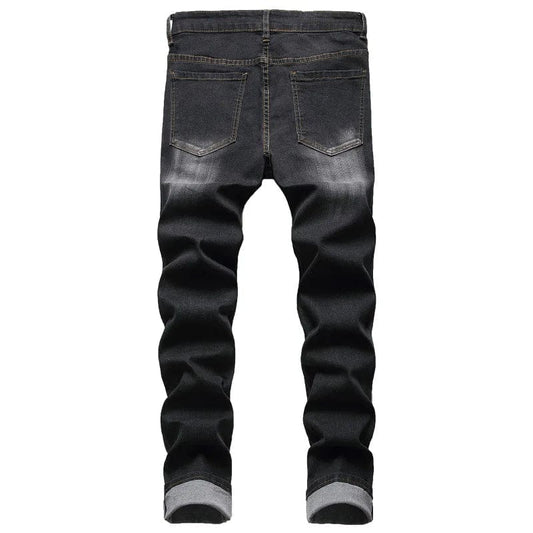 2022 Mens Casual Biker Jeans Wrinkle Slim Stretch Men Autumn Winter Jeans Denim Pants Pantalon Hombre Male Denim Trousers - SHOWLU FASHION STORE