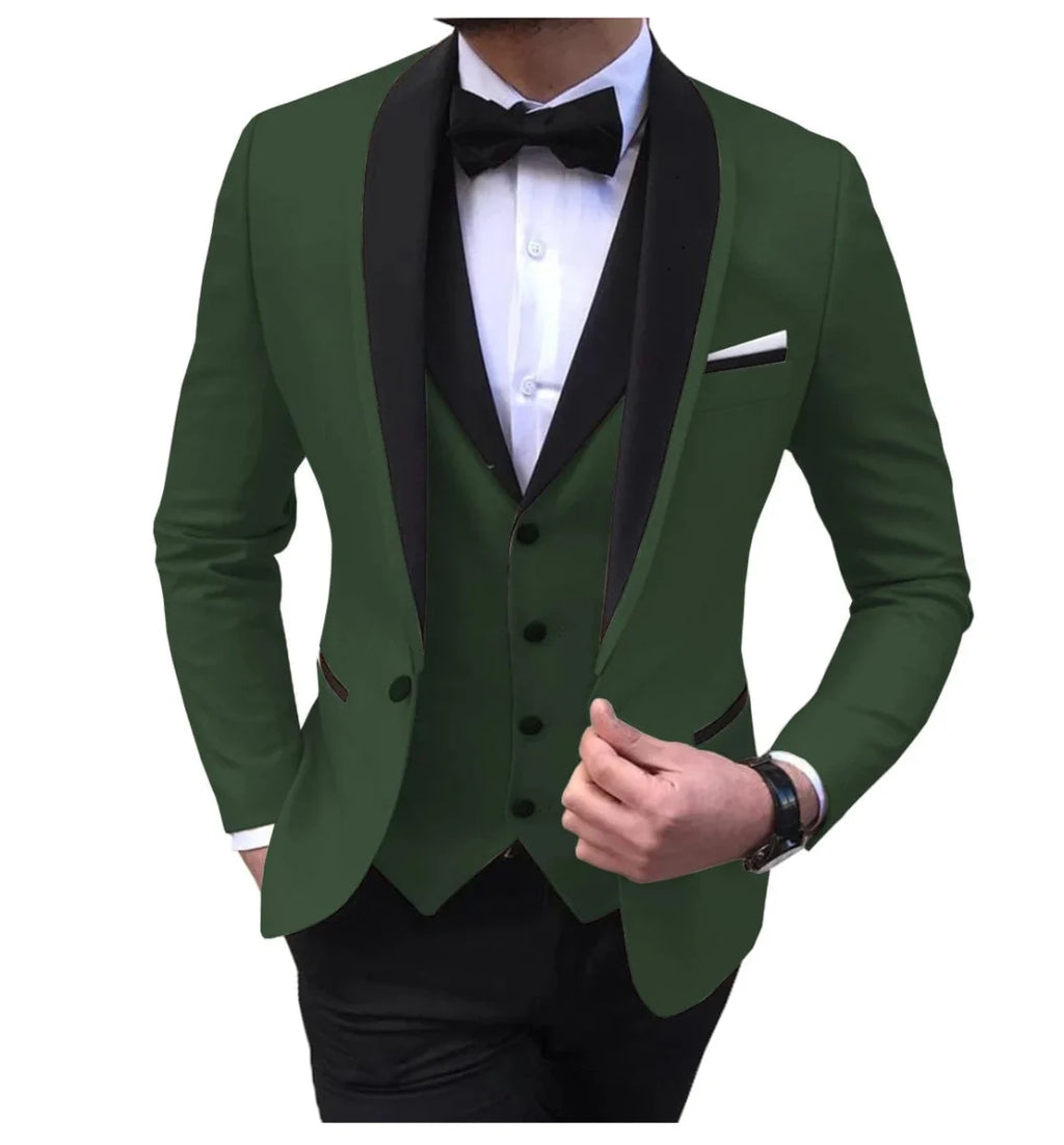 Burgundy 3-piece men's suit by SHOWLU FASHION STORE featuring skinny fit tuxedo with shawl lapel for formal weddings and events.