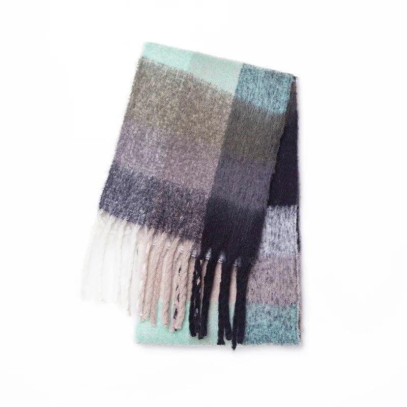Showlu Fashion Women's plaid cashmere scarf with long winter shawl design, tassels, warm wrap, and pashmina style for cold weather.
