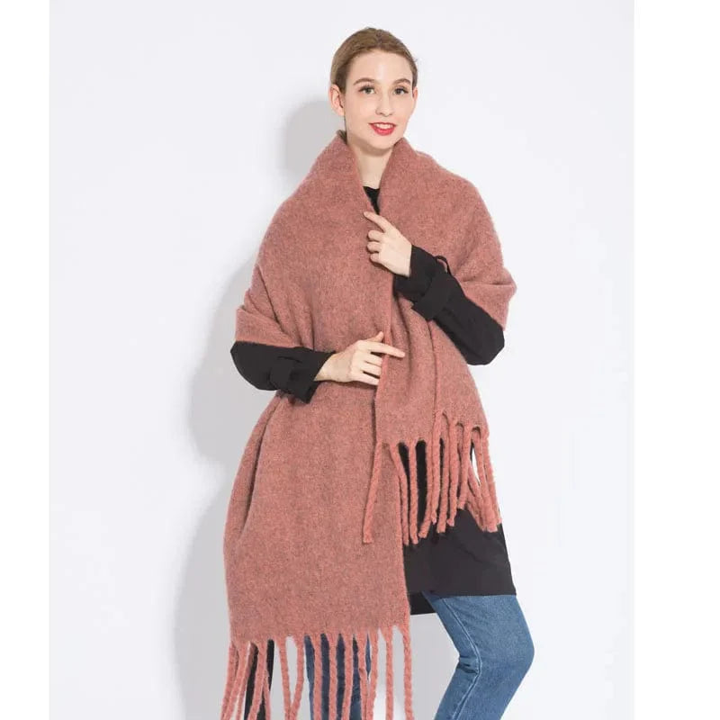 Luxury cashmere plaid scarf by Showlu Fashion Store, warm winter wrap with tassels, cozy shawl, and stylish pashmina blanket for women.