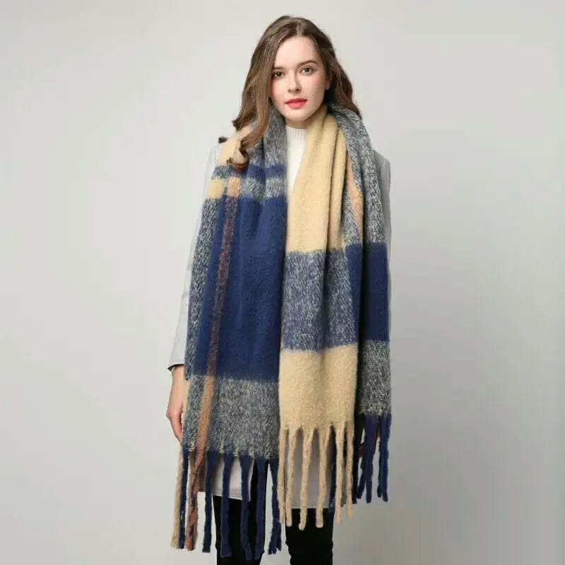 2022 NEW Luxury Cashmere Women Plaid Scarf Winter Warm Shawl and Wrap Bandana Pashmina Long Tassel Female Foulard Thick Blanket - SHOWLU FASHION STORE