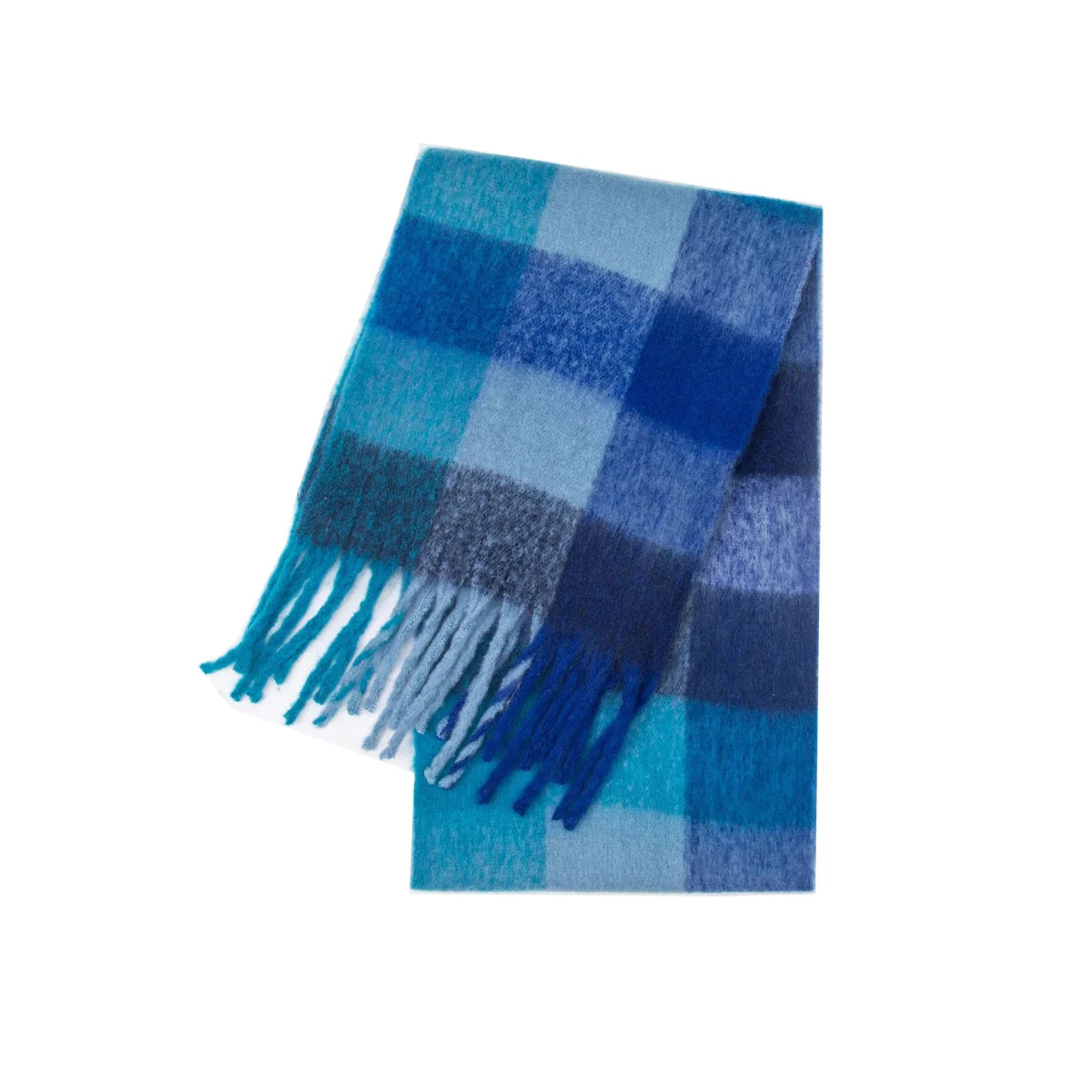 Luxury women's plaid cashmere scarf by Showlu Fashion, long winter shawl with tassels, warm wrap and elegant pashmina blanket.