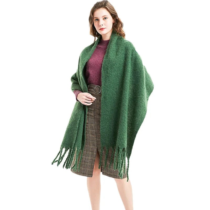 Luxury cashmere plaid scarf by Showlu Fashion, warm winter shawl with long tassels, perfect for stylish cold-weather layering