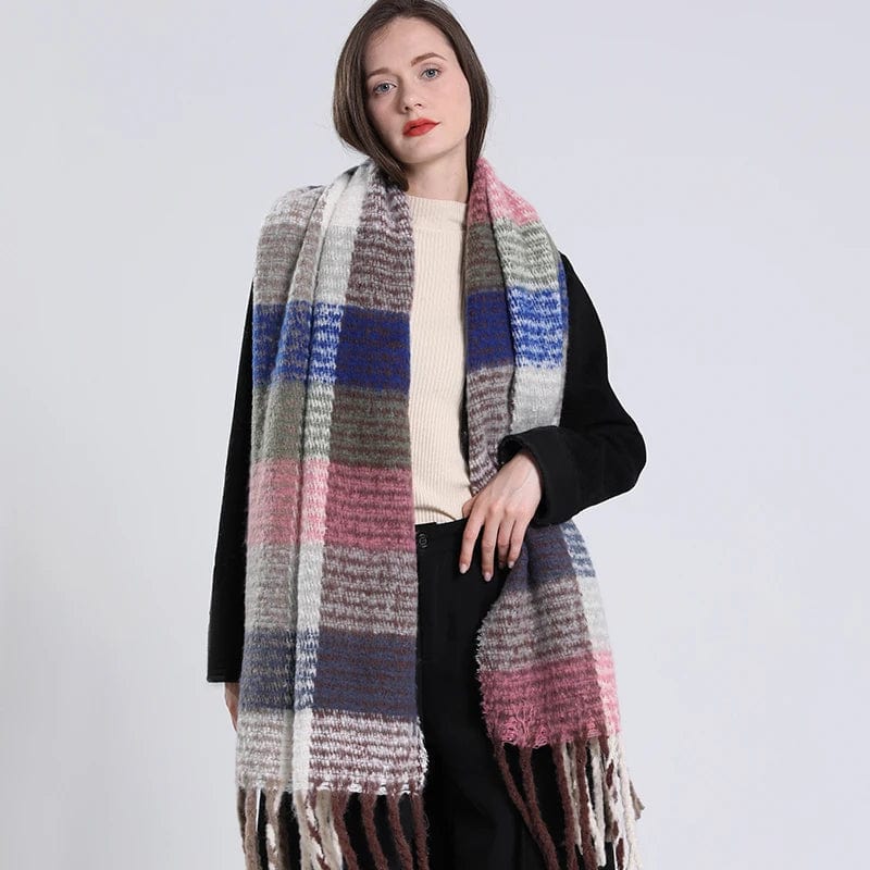 2022 NEW Luxury Cashmere Women Plaid Scarf Winter Warm Shawl and Wrap Bandana Pashmina Long Tassel Female Foulard Thick Blanket - SHOWLU FASHION STORE