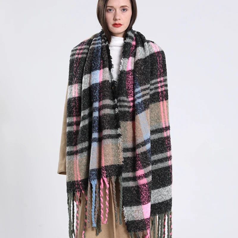 2022 NEW Luxury Cashmere Women Plaid Scarf Winter Warm Shawl and Wrap Bandana Pashmina Long Tassel Female Foulard Thick Blanket - SHOWLU FASHION STORE