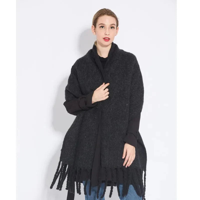 Luxury cashmere plaid scarf by Showlu Fashion Store, warm winter shawl with tassels, cozy wrap, and versatile pashmina blanket style.