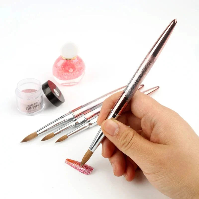 SeeJoy Professional 100% Kolinsky Sable Acrylic Nail Art Brush with lid, size 8-18, featuring a metal handle for precise nail designs.