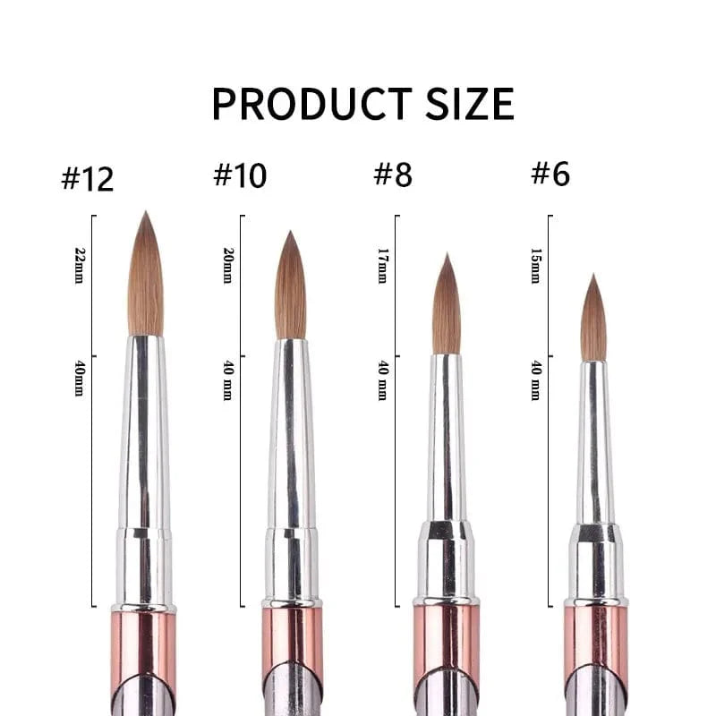 SeeJoy professional 100% Kolinsky sable acrylic nail art brush with metal handle and lid, available in multiple sizes.
