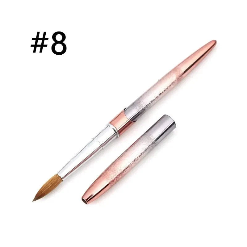 SeeJoy professional 100% Kolinsky sable acrylic nail art brush with metal handle and lid, size 8-18, for precise nail design.