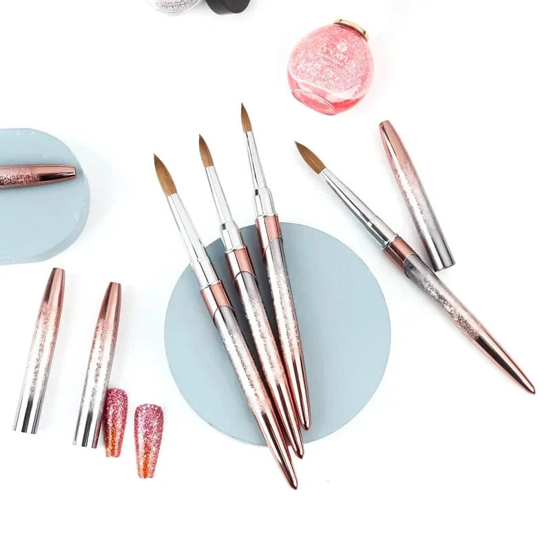 SeeJoy Professional 100% Kolinsky Sable Acrylic Nail Art Brush with Lid, size 8-18, featuring a metal handle for precise nail design.
