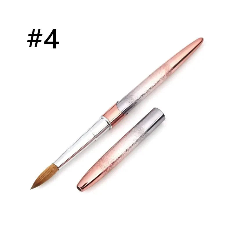 SeeJoy professional 100% Kolinsky sable acrylic nail art brush with metal handle and lid, available in multiple sizes for precise nail designs.