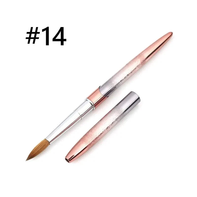 SeeJoy professional acrylic nail art brush with metal handle and lid, featuring 100% Kolinsky sable for precise nail designs.