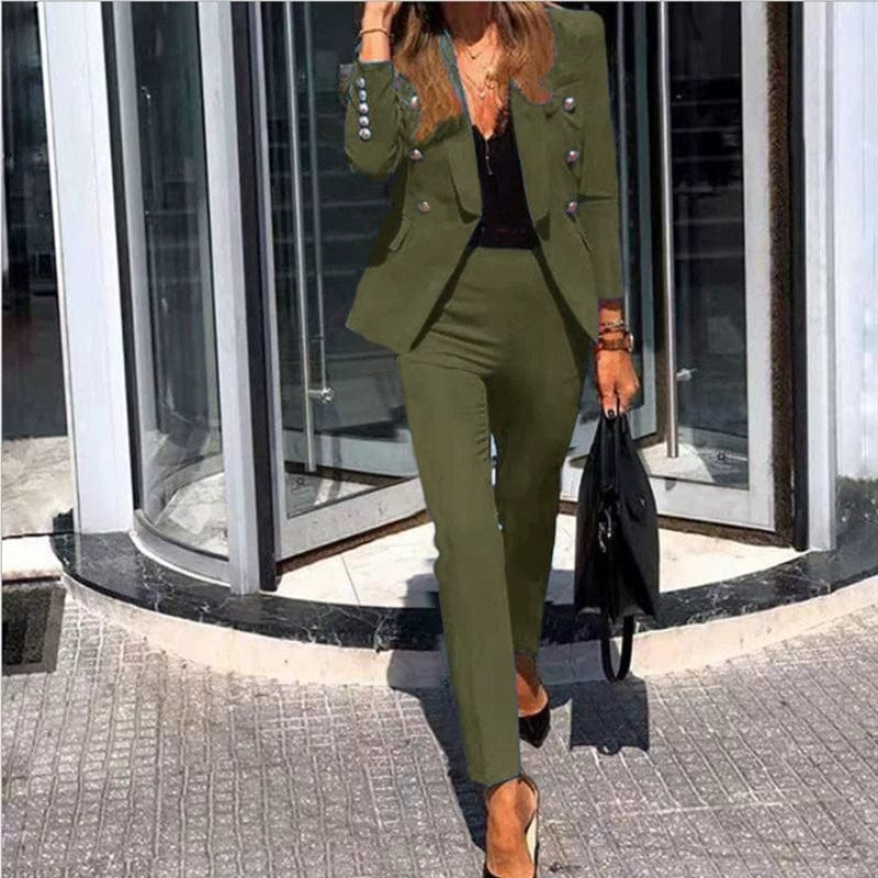 Showlu Fashion women's 2-piece winter suit set with coat and pants, stylish cold-weather clothing for women.