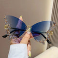 Showlu Diamond Butterfly sunglasses with square frames, UV-proof, stylish women's fashion eyewear, perfect for a trendy street look