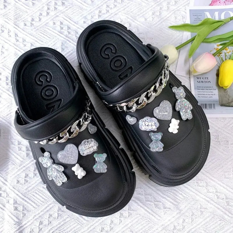 EOENKKY women's platform clogs with thick soles, summer beach slides, high-quality outdoor slippers for women from Showlu Fashion Store