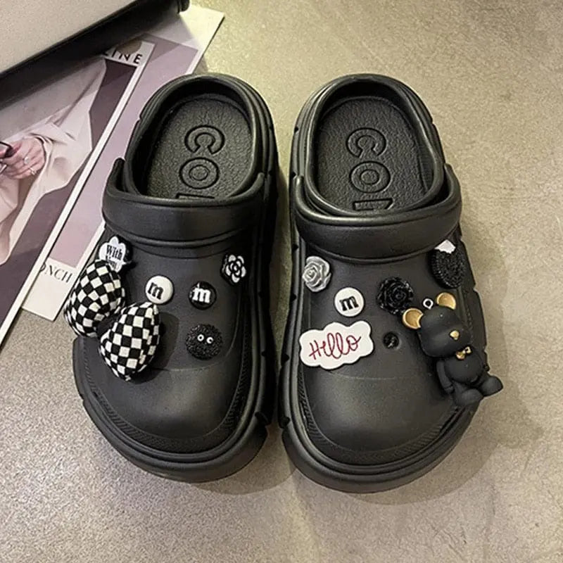 EOENKKY women's platform clogs with thick soles, summer beach slides, stylish outdoor slippers, high-quality women's sandals