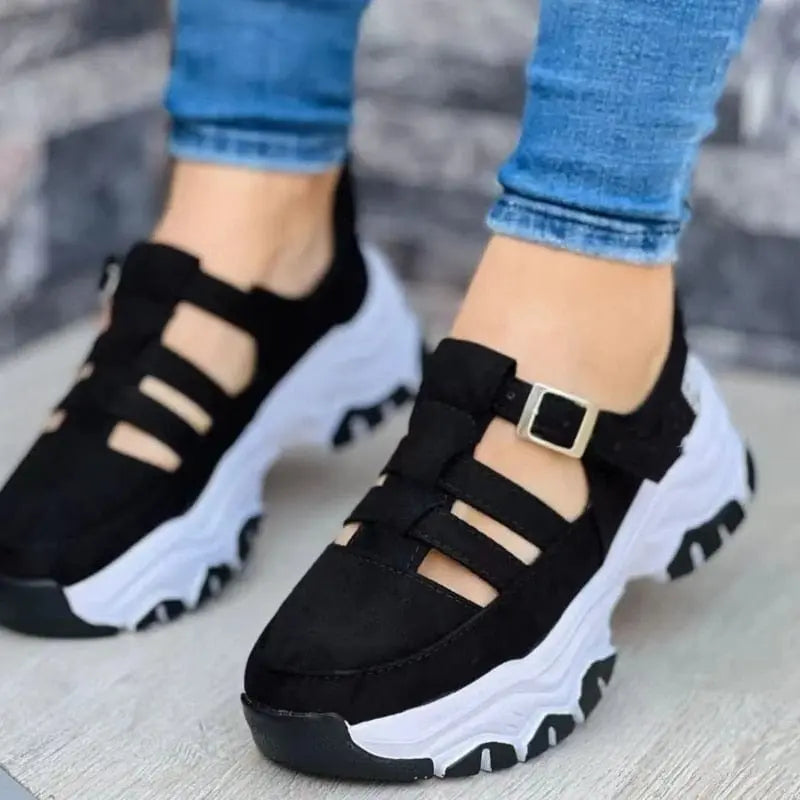 Showlu Store Nation women's platform sneakers with thick soles, slip-on design, casual style, and vulcanized construction.
