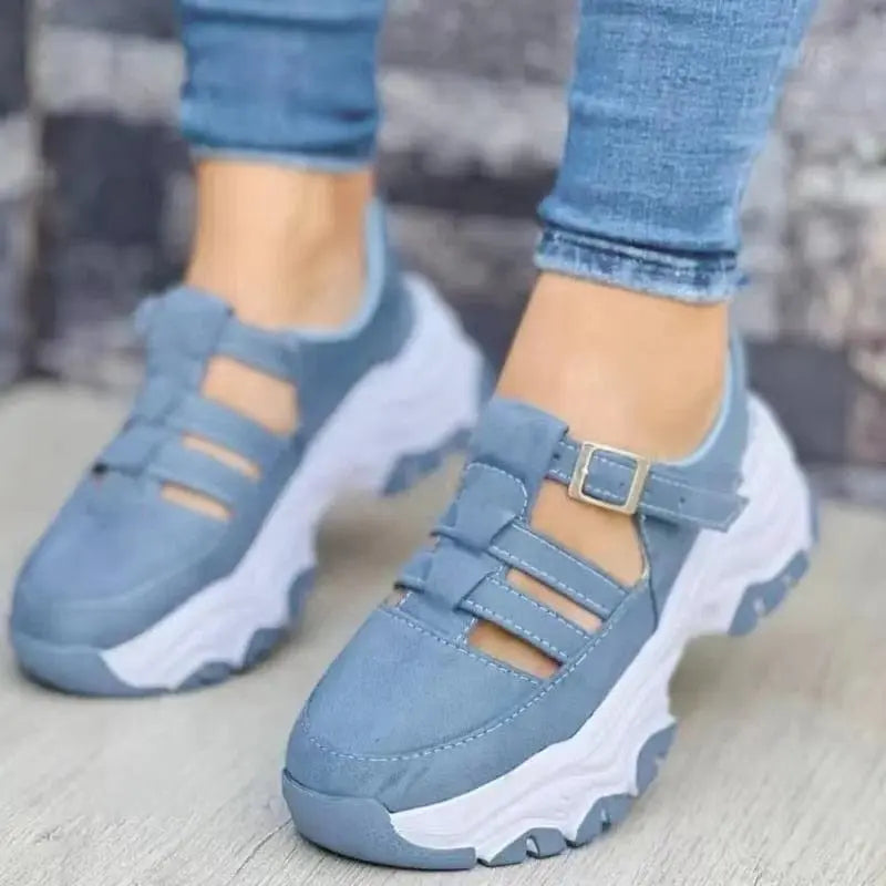 Showlu Store Nation women's platform sneakers with thick soles, slip-on design, casual and comfortable vulcanized shoes for women.