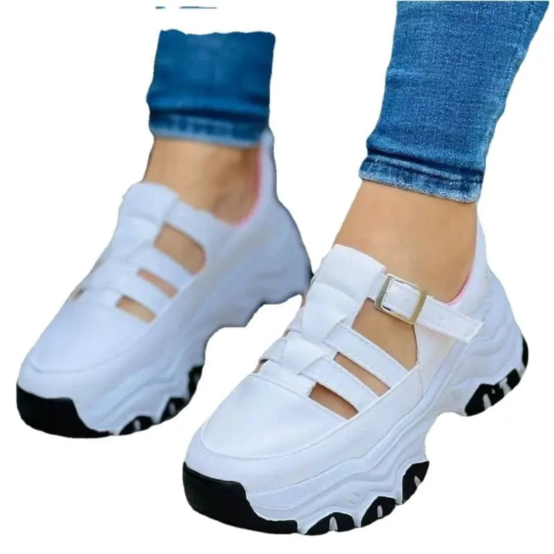 Showlu Store Nation women's platform slip-on sneakers with thick soles, casual and comfortable vulcanized shoes for women.