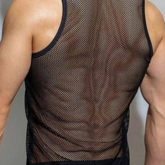 2023 American Style Summer Mesh Breathable Vests New Man Sheer Thin Style Solid Color Bottoming Shirt - SHOWLU FASHION STORE