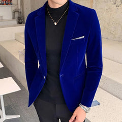 2023 Brand clothing Men Golden velvet suit/Male slim High quality business Blazers/Groom's Wedding Dress Men's jacket clothing - SHOWLU FASHION STORE